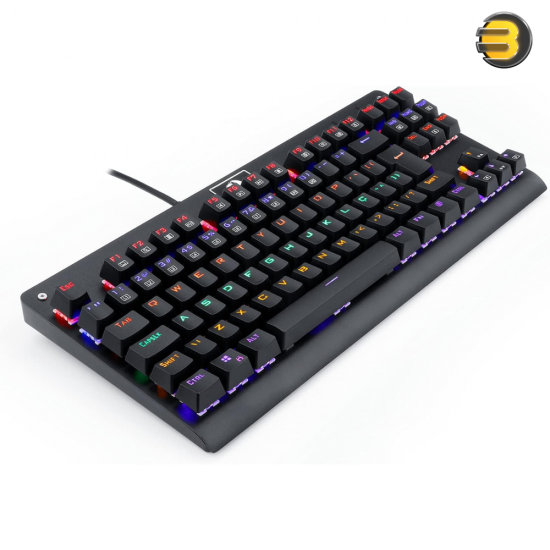 Redragon K568R Dark Avenger Tenkeyless 87‑Key Wired Mechanical Gaming Keyboard — Red Switches, Rainbow LED Backlight – Black