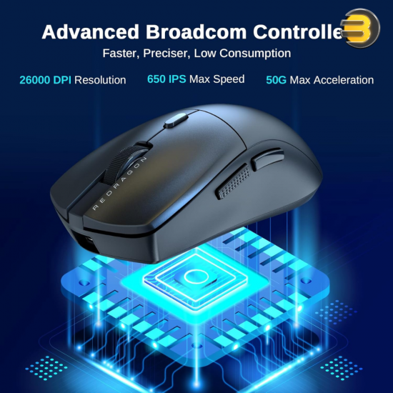 Redragon M815 PRO 3-mode wireless gaming mouse with ultra-light design and programmable buttons