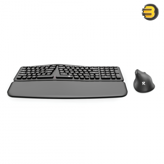 Redragon 2in1 Wireless Office Combo Black – Ergonomic Wireless Keyboard with Pillowed Wrist Rest & Adjustable Tilt, Vertical Ergonomic Mouse with Adjustable DPI, 2.4GHz Wireless, Compact Combo for Office Use