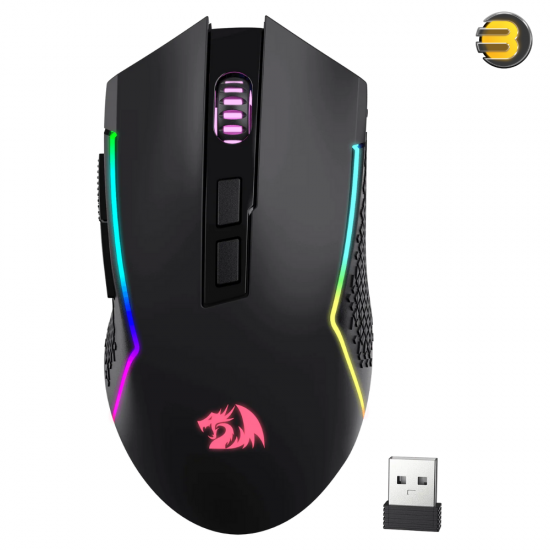 Redragon M693 Wireless Bluetooth Gaming Mouse, 8000 DPI Wired/Wireless Gamer Mouse w/ 3-Mode Connection, BT & 2.4G Wireless, 7 Macro Buttons, Durable Power Capacity and RGB Backlight for PC/Mac/Laptop