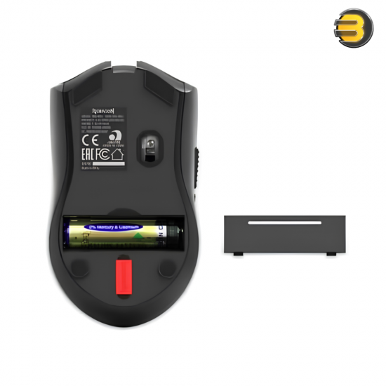 Redragon BM-4051 wireless office mouse in black with ergonomic right-handed design, 4000 DPI optical sensor, 5-level adjustable DPI and compact USB nano receiver