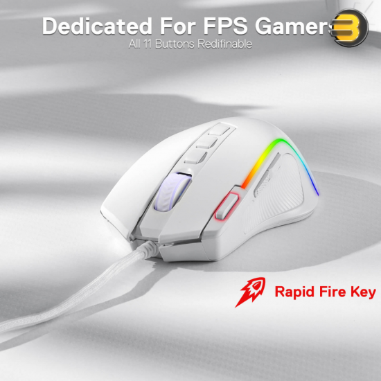 Redragon M612 Predator RGB Gaming Mouse, 8000 DPI Wired Optical Gamer Mouse with 11 Programmable Buttons & 5 Backlit Modes, Software Supports DIY Keybinds Rapid Fire Button