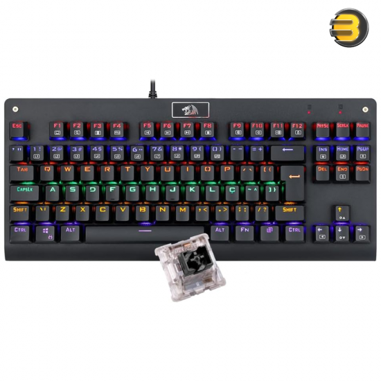 Redragon K568R Dark Avenger Tenkeyless 87‑Key Wired Mechanical Gaming Keyboard — Red Switches, Rainbow LED Backlight – Black