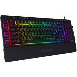 Redragon K512 Shiva RGB Backlit Membrane Gaming Keyboard with Multimedia Keys, Quiet Mechanical Feeling Keyboard, 6 Extra On-Board Macro Keys, Dedicated Media Control, Detachable Wrist Rest