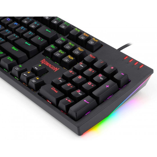 Redragon K592-PRO Mechanical Gaming RGB Wired Keyboard with Ultra-Fast V-Optical Blue Switches, Tactile & Highly Precision, 104 Keys Standard for Windows PC Gamers