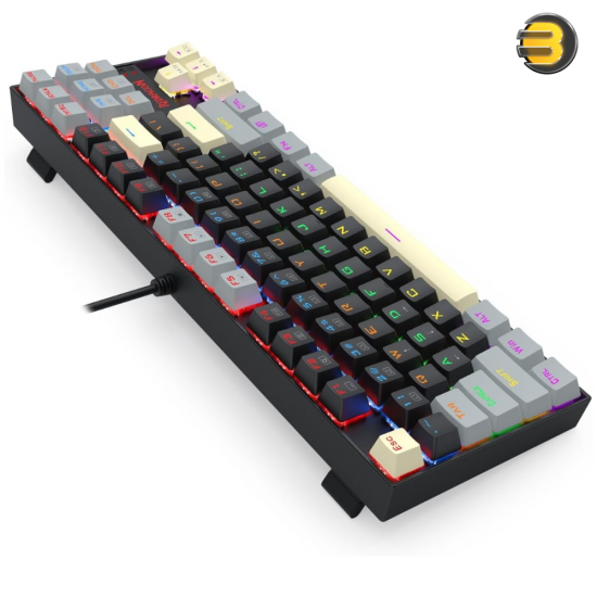 Redragon K552 LGY-R KUMARA Tenkeyless 87‑Key Wired Mechanical Gaming Keyboard — Outemu Blue Switches, Rainbow LED Backlight, Anti‑Ghosting, Double‑Shot Keycaps, Metal‑ABS Frame