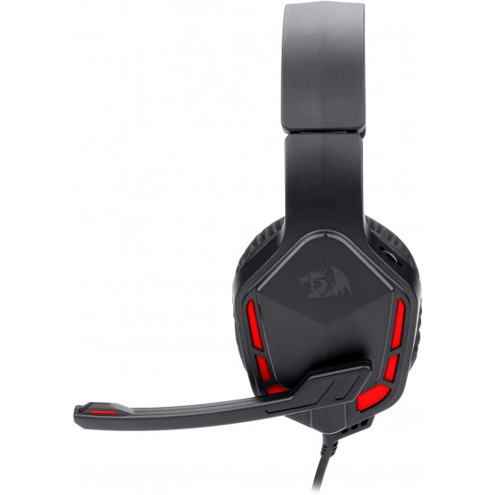 Redragon H220 THEMIS Wired Gaming Headset, Stereo Surround-Sound, Noise Cancelling Over-Ear Headphones with Mic, Volume Control, Red LED Light, Compatible with PC, PS4/3, Xbox One and Nintendo Switch
