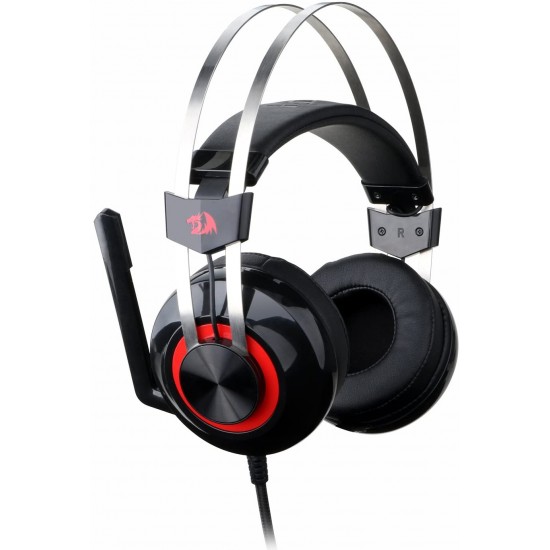 Redragon H601 TALOS 7.1 Channel Surround Stereo Gaming Headset Over Ear Headphones with Mic Individual Vibration Noise Canceling LED Light