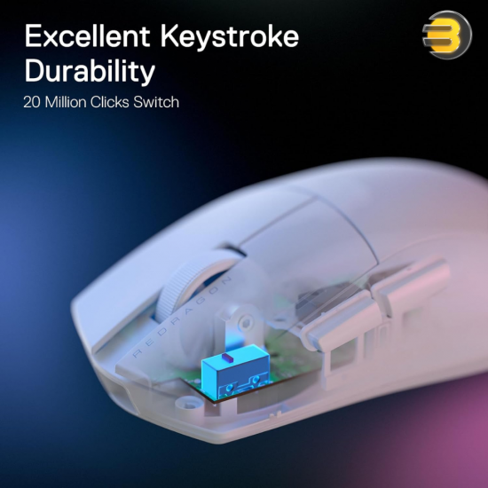 Redragon M724 white 49g ultralight wired gaming mouse with ergonomic natural grip