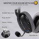 Redragon H878 SKULD PRO wireless gaming headset in black and gray with 40mm dynamic drivers, 7.1 virtual surround sound, detachable ANC microphone and blue LED accents