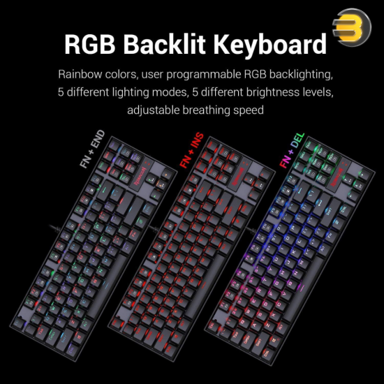 Redragon K552-R KUMARA RAINBOW RGB Backlit Mechanical Gaming Keyboard