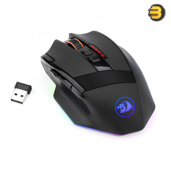 Redragon Sniper Pro M801P-RGB Dual Mode Wired/Wireless Gaming Mouse — 16000 DPI, 9 Programmable Buttons, 40G Acceleration, RGB Lighting, Ergonomic Design, USB Type-C Charging, Up to 70 Hours Battery Life