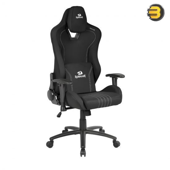 Redragon C313 Heth Gaming Chair – Black Fabric, 2D Adjustable Armrests, Reclining Ergonomic Design with Lumbar & Head Support, 130kg Capacity