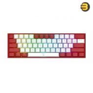 Redragon K617-RGB Fizz White/Red Compact 60% Mechanical Keyboard – Red Switches, RGB Lighting, Full Anti-Ghosting, USB-C Connectivity