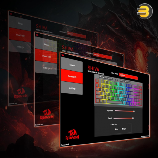 Redragon SHIVA K515 RGB Membrane Gaming Keyboard – 98-Key Mechanical-Feel, On-Board Macro Keys, Detachable Wrist Rest, Full RGB Lighting