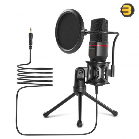 Redragon GM100 Microhone 3.5mm XLR Pop Filter Tripod Stand Shock Mount for Gaming Streaming Recording Podcasting Broadcasting