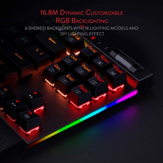 Redragon K587 Magic-Wand 87 Keys Compact RGB TKL Mechanical Gaming Keyboard, Type-C Keyboard with 9 Onboard Macro Keys, Detachable Wrist Rest, Blue Switches