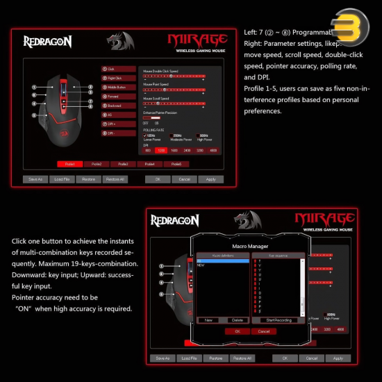 Redragon M690 4800DPI Wireless 2.4Ghz Gaming Mouse