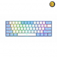 Redragon K617-RGB Fizz White/Blue Compact 60% Mechanical Keyboard – Red Switches, RGB Lighting, Full Anti-Ghosting, USB-C Connectivity