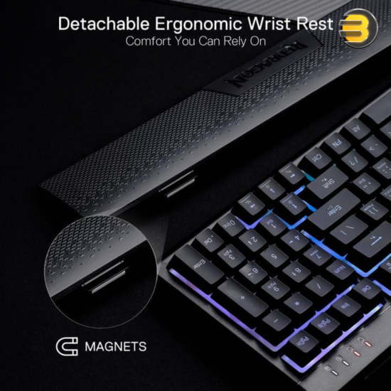 Redragon SHIVA K515 RGB Membrane Gaming Keyboard – 98-Key Mechanical-Feel, On-Board Macro Keys, Detachable Wrist Rest, Full RGB Lighting