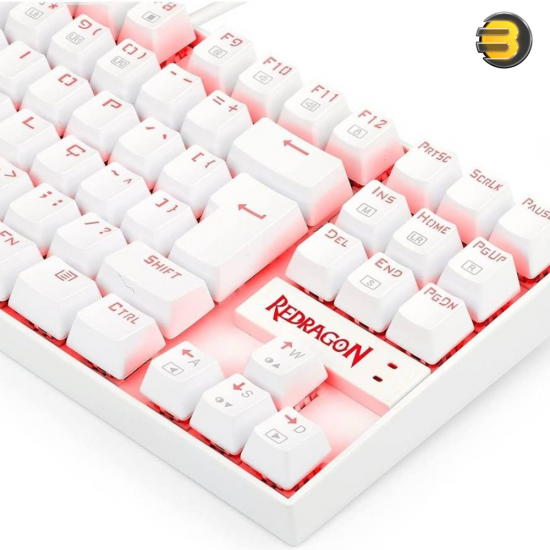 Redragon Kumara K552W-2 Wired Mechanical Gaming Keyboard, 87 Key, Blue Switches, 75% Compact, Anti Ghosting, Compact TKL Tenkeyless Ergonomic Designed, Red Backlit White - Kumara K552W-2