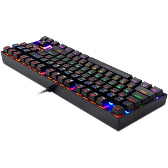 Redragon K552 Mechanical Gaming Keyboard, RGB Rainbow Backlit, 87 Keys, Tenkeyless, Compact Steel Construction with Cherry MX RED Switches for Windows PC Gamer (Black)