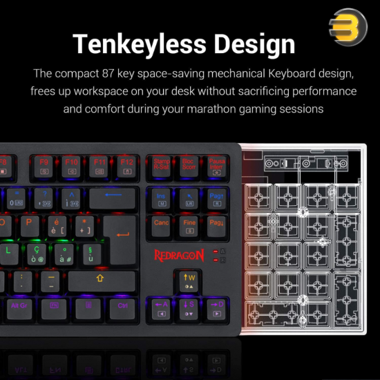 Redragon S113 Keyboard & Mouse Combo – Rainbow RGB & Brown Switches