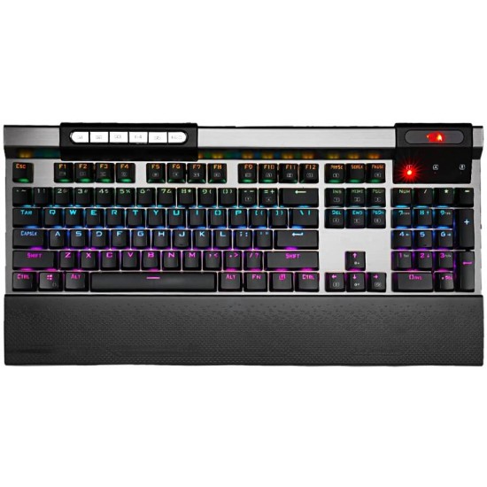 Redragon K563 Surya RGB LED Backlit Mechanical Gaming Keyboard 104 Keys Anti-ghosting with Macro Keys & Wrist Rest, Onboard Macro Recording (Blue Switches)