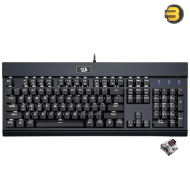 Redragon KG010-KN Wired Mechanical Gaming Keyboard Black — Full-Size 104 Keys, Brown Switches, White LED Backlight, Double-Shot Injection Keycaps, 100% Anti-Ghosting, Durable Aluminum Construction, USB Wired, Ergonomic Design