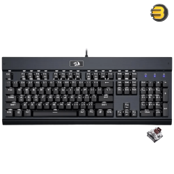 Redragon KG010-KN Wired Mechanical Gaming Keyboard Black — Full-Size 104 Keys, Brown Switches, White LED Backlight, Double-Shot Injection Keycaps, 100% Anti-Ghosting, Durable Aluminum Construction, USB Wired, Ergonomic Design