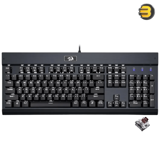 Redragon KG010-KN Wired Mechanical Gaming Keyboard Black — Full-Size 104 Keys, Brown Switches, White LED Backlight, Double-Shot Injection Keycaps, 100% Anti-Ghosting, Durable Aluminum Construction, USB Wired, Ergonomic Design Redragon KG010-KN Wired Mechanical Gaming Keyboard Black — Full-Size 104 Keys, Brown Switches, White LED Backlight, Double-Shot Injection Keycaps, 100% Anti-Ghosting, Durable Aluminum Construction, USB Wired, Ergonomic Design