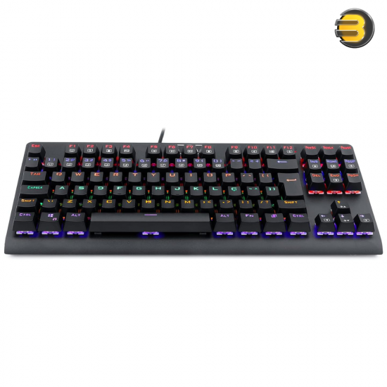 Redragon K568R Dark Avenger Tenkeyless 87‑Key Wired Mechanical Gaming Keyboard — Red Switches, Rainbow LED Backlight – Black