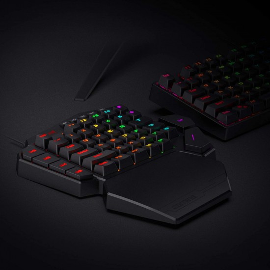 Redragon K585 DITI One-Handed RGB Mechanical Gaming Keyboard, Blue Switches, Type-C Professional Gaming Keypad with 7 Onboard Macro Keys, Detachable Wrist Rest, 42 Keys