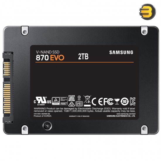 Samsung 870 EVO 2TB, V-NAND, 2.5 . 7mm, SATA III 6GB/s, R/W(Max) 560MB/s/530MB/s, 98K/88K IOPS, 1,200TBW