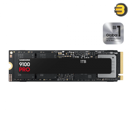 Samsung 9100 PRO M.2 1TB PCIe 5.0 NVMe SSD — 14,700 MB/s Sequential Read, 13,300 MB/s Sequential Write, Samsung V-NAND TLC, 1GB LPDDR4X Cache, MZ-VAP1T0 Model