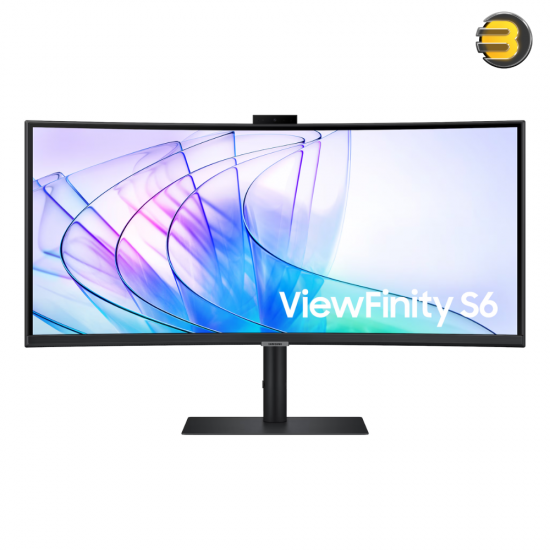 Samsung ViewFinity S6 S65VC 34 Inch Ultra‑WQHD 100Hz Curved VA Monitor — USB‑C 90W, HDR10, FreeSync, 5MP IR Camera, Speakers, KVM, LAN Samsung ViewFinity S6 S65VC 34 Inch Ultra‑WQHD 100Hz Curved VA Monitor — USB‑C 90W, HDR10, FreeSync, 5MP IR Camera, Speakers, KVM, LAN