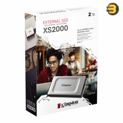 Kingston XS2000 Portable SSD 2TB — USB 3.2 Gen 2x2, up to 2000MB/s read/write, USB‑C, includes rubber sleeve