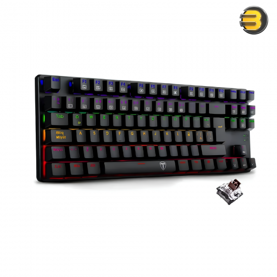 T-DAGGER Bora T-TGK313 TKL Mechanical Gaming Keyboard – Brown Switches, Rainbow LED, 50M Clicks Durability