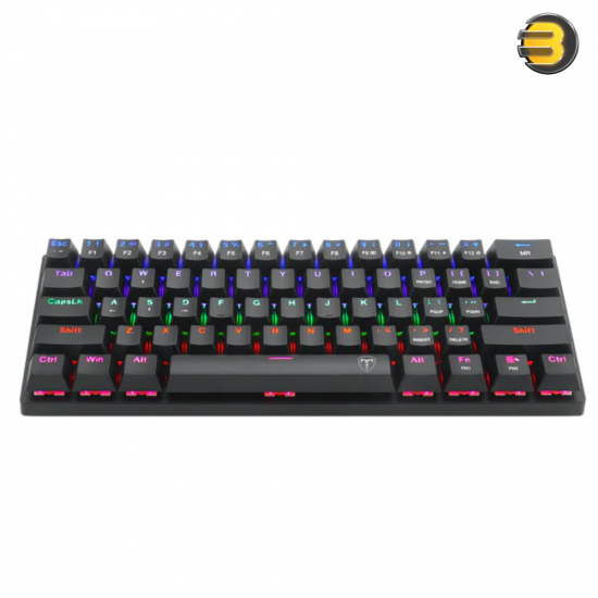 T-Dagger Arena TGK321 60% mechanical gaming keyboard with blue tactile switches, rainbow LED backlighting, double-injected keycaps and detachable USB-C cable