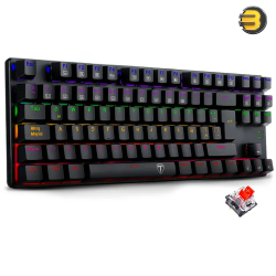 T-DAGGER Bora T-TGK313 TKL Mechanical Gaming Keyboard – Red Switches, Rainbow LED, 50M Clicks Durability