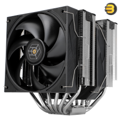 Thermalright Royal Pretor 130 Black/Silver CPU Cooler — Dual 130mm PWM Fans (2150 RPM, 80.45 CFM), 6x 6mm Heatpipes, Copper Core, Single Tower, 29.4 dBA, S-FDB V2 Bearing, Intel LGA115X/1200/1700/185X/2011/2066 & AMD AM4/AM5 Compatible, 158mm Height