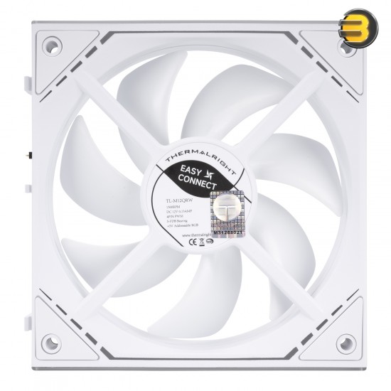 Thermalright TL-M12QRW X3 3-pack bundle of white 120mm ARGB PWM case fans with S-FDB bearing, 47.6 CFM airflow and daisy-chain cables