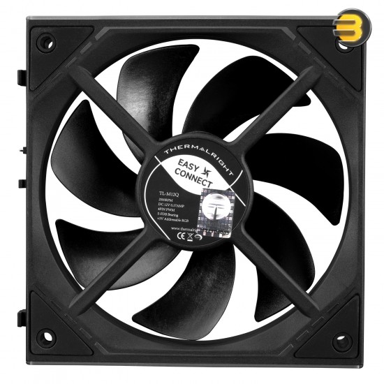 Thermalright TL-M12Q X3 3-pack bundle of black 120mm ARGB PWM case fans with 68.9 CFM airflow, 2.21 mm H2O extreme static pressure and daisy-chain cables