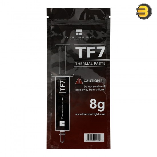 Thermalright TF7 8g Thermal Paste — High-Performance Gray Silicone-Based Compound, 12.8 W/mK Thermal Conductivity, Thermal Impedance <0.01 ℃·cm²/W, Non-Conductive, Safe for CPUs & GPUs, Usable Temperature Range -150°C to 250°C, Includes Applicator Thermalright TF7 8g Thermal Paste — High-Performance Gray Silicone-Based Compound, 12.8 W/mK Thermal Conductivity, Thermal Impedance <0.01 ℃·cm²/W, Non-Conductive, Safe for CPUs & GPUs, Usable Temperature Range -150°C to 250°C, Includes Applicator
