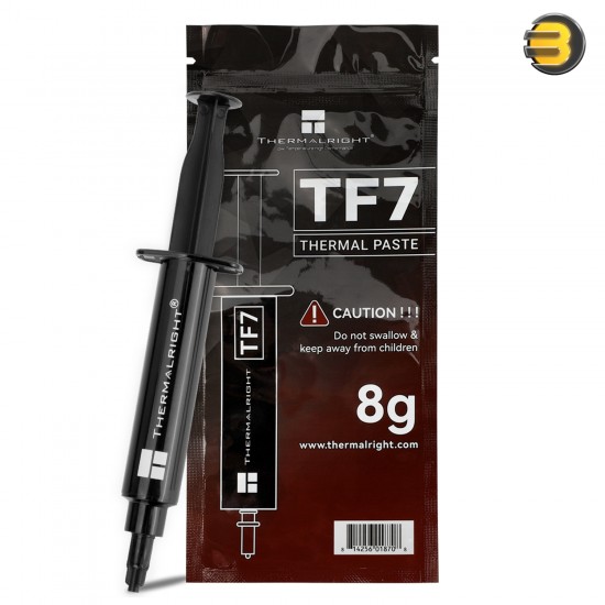 Thermalright TF7 8g Thermal Paste — High-Performance Gray Silicone-Based Compound, 12.8 W/mK Thermal Conductivity, Thermal Impedance <0.01 ℃·cm²/W, Non-Conductive, Safe for CPUs & GPUs, Usable Temperature Range -150°C to 250°C, Includes Applicator Thermalright TF7 8g Thermal Paste — High-Performance Gray Silicone-Based Compound, 12.8 W/mK Thermal Conductivity, Thermal Impedance <0.01 ℃·cm²/W, Non-Conductive, Safe for CPUs & GPUs, Usable Temperature Range -150°C to 250°C, Includes Applicator