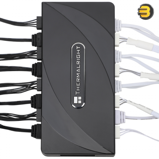 Thermalright TL-FAN and ARGB HUB x8 — 8-Port PWM Fan & 8-Port 5V ARGB Controller, SATA Powered, 4-Pin PWM & 3-Pin ARGB Connectors, Compact 140x64x16mm, Black, Supports Fan Speed & Lighting Sync, Easy Installation