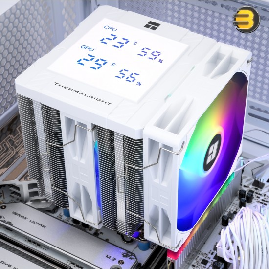 Thermalright Peerless Assassin 120 Digital ARGB White CPU Cooler — Dual Tower, 6x 6mm AGHP Heatpipes, 2x 120mm PWM ARGB Fans (1850 RPM, 88.9 CFM), Nickel-Plated Copper Base, Intel LGA1851/1700/1200/115X & AMD AM4/AM5 Compatible Thermalright Peerless Assassin 120 Digital ARGB White CPU Cooler — Dual Tower, 6x 6mm AGHP Heatpipes, 2x 120mm PWM ARGB Fans (1850 RPM, 88.9 CFM), Nickel-Plated Copper Base, Intel LGA1851/1700/1200/115X & AMD AM4/AM5 Compatible