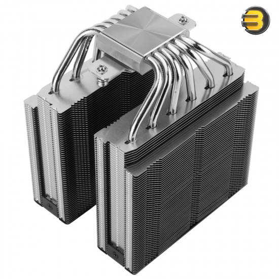 Thermalright Royal Pretor 130 Black/Silver CPU Cooler — Dual 130mm PWM Fans (2150 RPM, 80.45 CFM), 6x 6mm Heatpipes, Copper Core, Single Tower, 29.4 dBA, S-FDB V2 Bearing, Intel LGA115X/1200/1700/185X/2011/2066 & AMD AM4/AM5 Compatible, 158mm Height