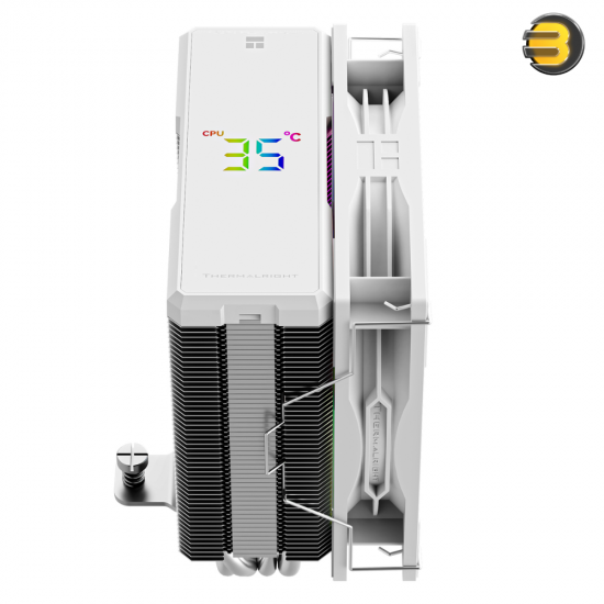 Thermalright Assassin X 120 R Digital ARGB WHITE CPU Cooler Thermalright Assassin X 120 R Digital ARGB WHITE 120mm CPU air cooler with 4 direct-touch nickel-plated copper heatpipes, real-time temperature digital display and TL-P12W-S PWM fan