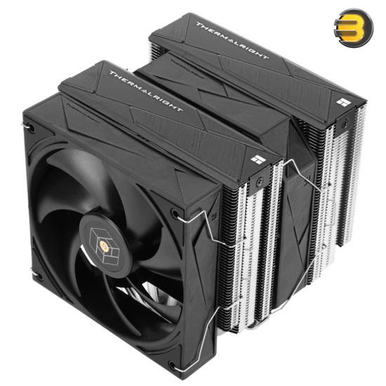 Thermalright Royal Pretor 130 Black/Silver CPU Cooler — Dual 130mm PWM Fans (2150 RPM, 80.45 CFM), 6x 6mm Heatpipes, Copper Core, Single Tower, 29.4 dBA, S-FDB V2 Bearing, Intel LGA115X/1200/1700/185X/2011/2066 & AMD AM4/AM5 Compatible, 158mm Height